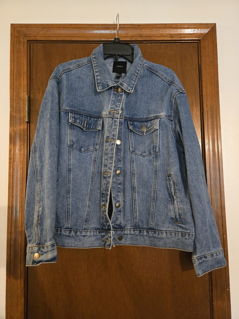 Forever 21 Photo Patch Graphic Denim Jacket EUC Size S